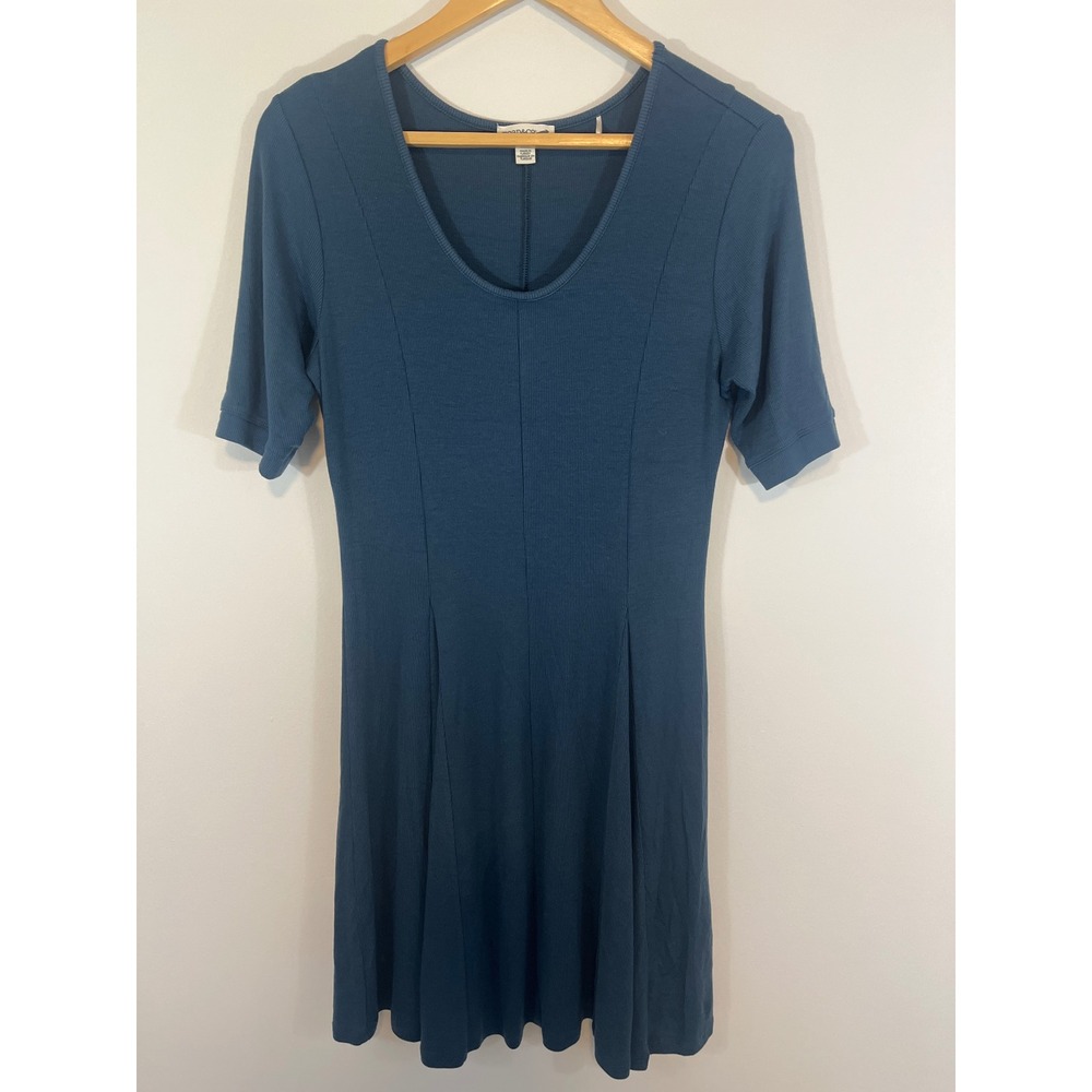 Toad & Co. Blue Mini Dress Rounded Neckline Lyocell Spandex Size Medium